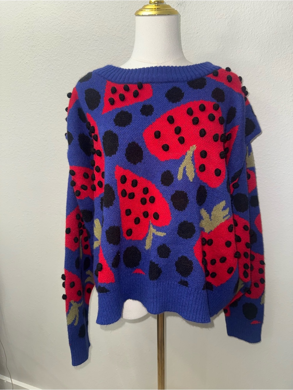 Farm Rio Blue Maxi Heartberry Sweater XL HTF Wool blend - Picture 5 of 7